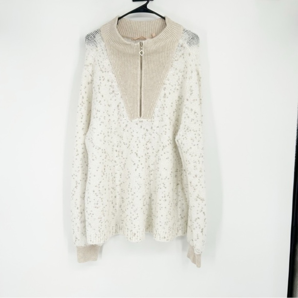 Soft Surroundings Ivory Metallic Quarter Zip Sweater Size‎ XL
